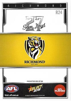 2018 Select AFL Club Team Sets - Richmond Tigers #R24 Sam Lloyd Back